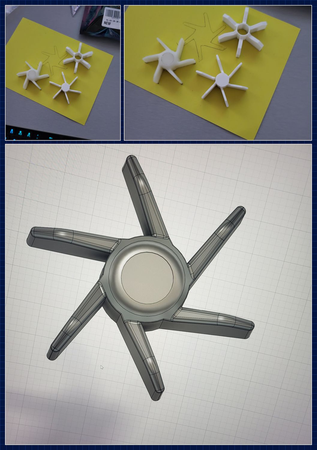 Gedruckte Rotorblätter für ein Wasserpumpenrad und das zugehörige CAD-Modell